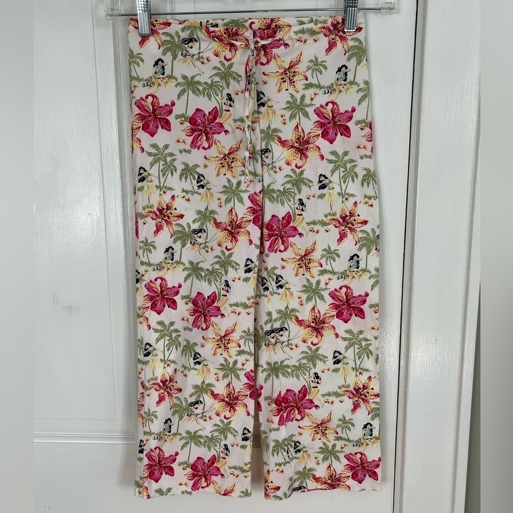 Vintage Y2K Necessary Objects Hawaiian Print Cropped Pants Size XS Tropical